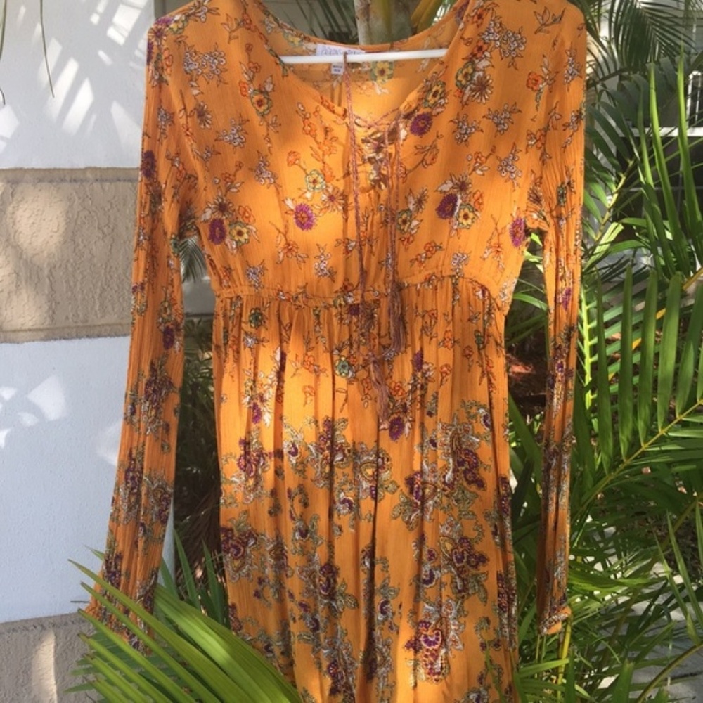 Patrons of Peace Orange Floral Empire Waist Dress